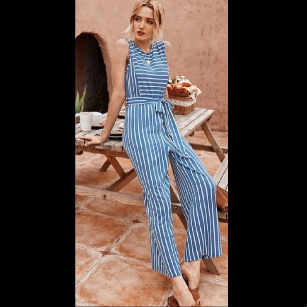 Stripped Blue Jumpsuit